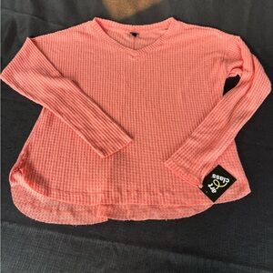 Target Peach Long Sleeve Kids Waffle Knit Top